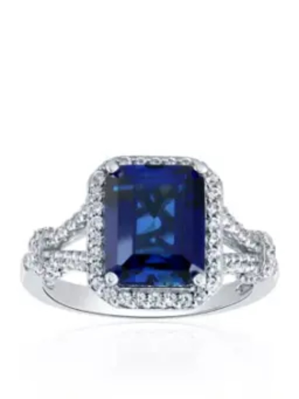 Lab Grown Sapphire and Lab Grown White Sapphire Ring in Sterling Silver - Size 7